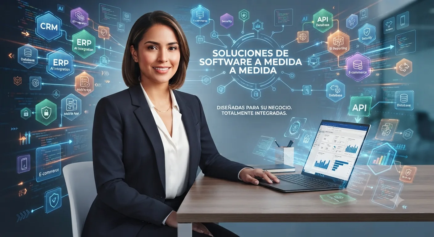 Soluciones de software a medida: ERP, CRM, apps móviles, e-commerce e integraciones